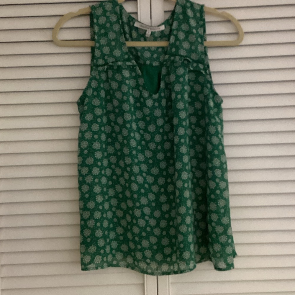 Collective Concepts Green Floral Sleeveless Blouse Small